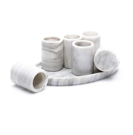 White Marble Stone Shot Glass (Set of 6)