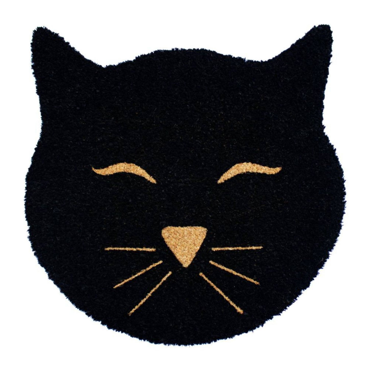 RugSmith Black Cat Head Coir Doormat, 20" x 20"