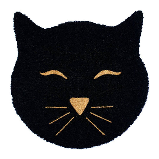 RugSmith Black Cat Head Coir Doormat, 20" x 20"