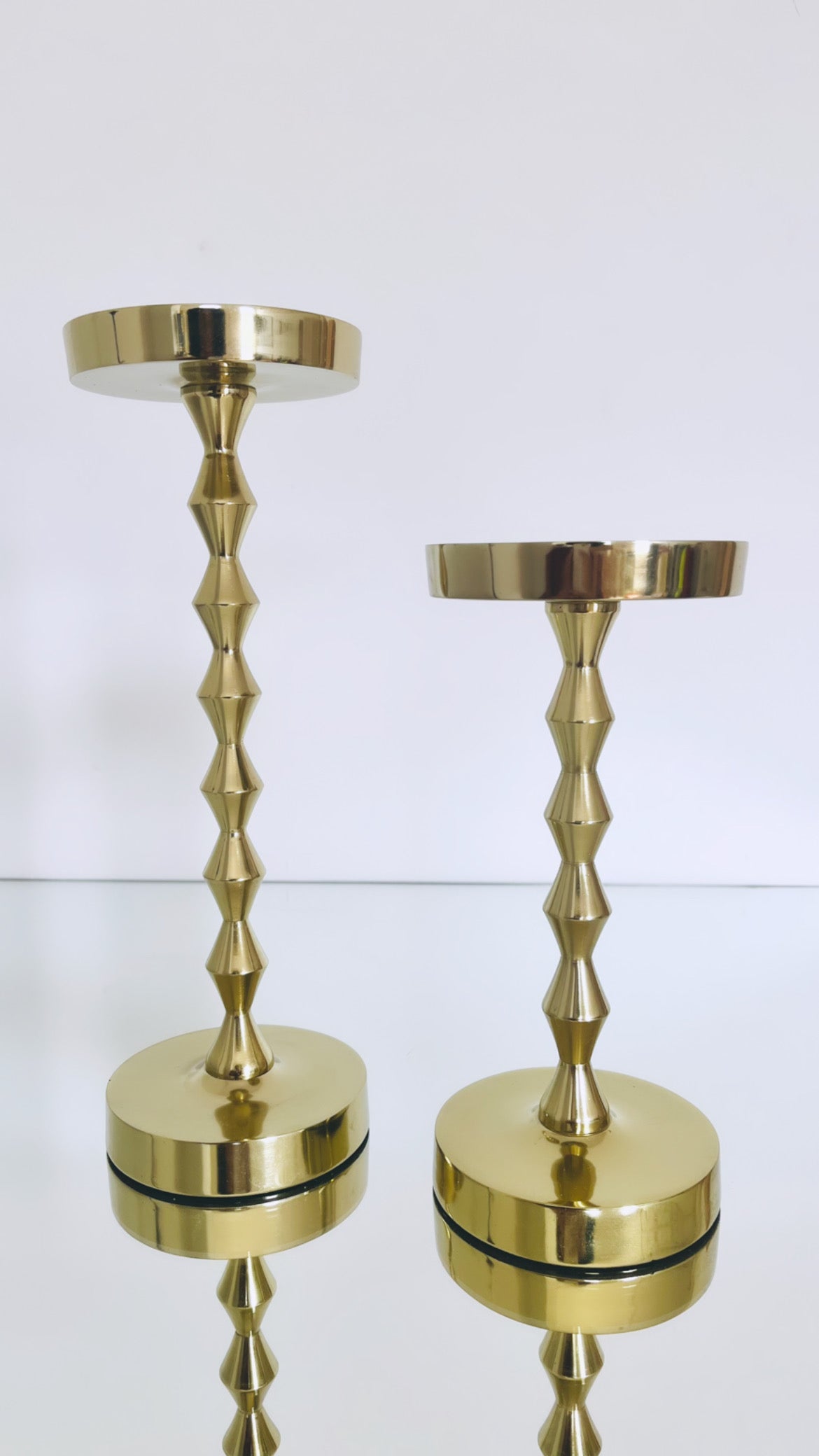 Metal Candle Stand Gold Finish (Set of 2)