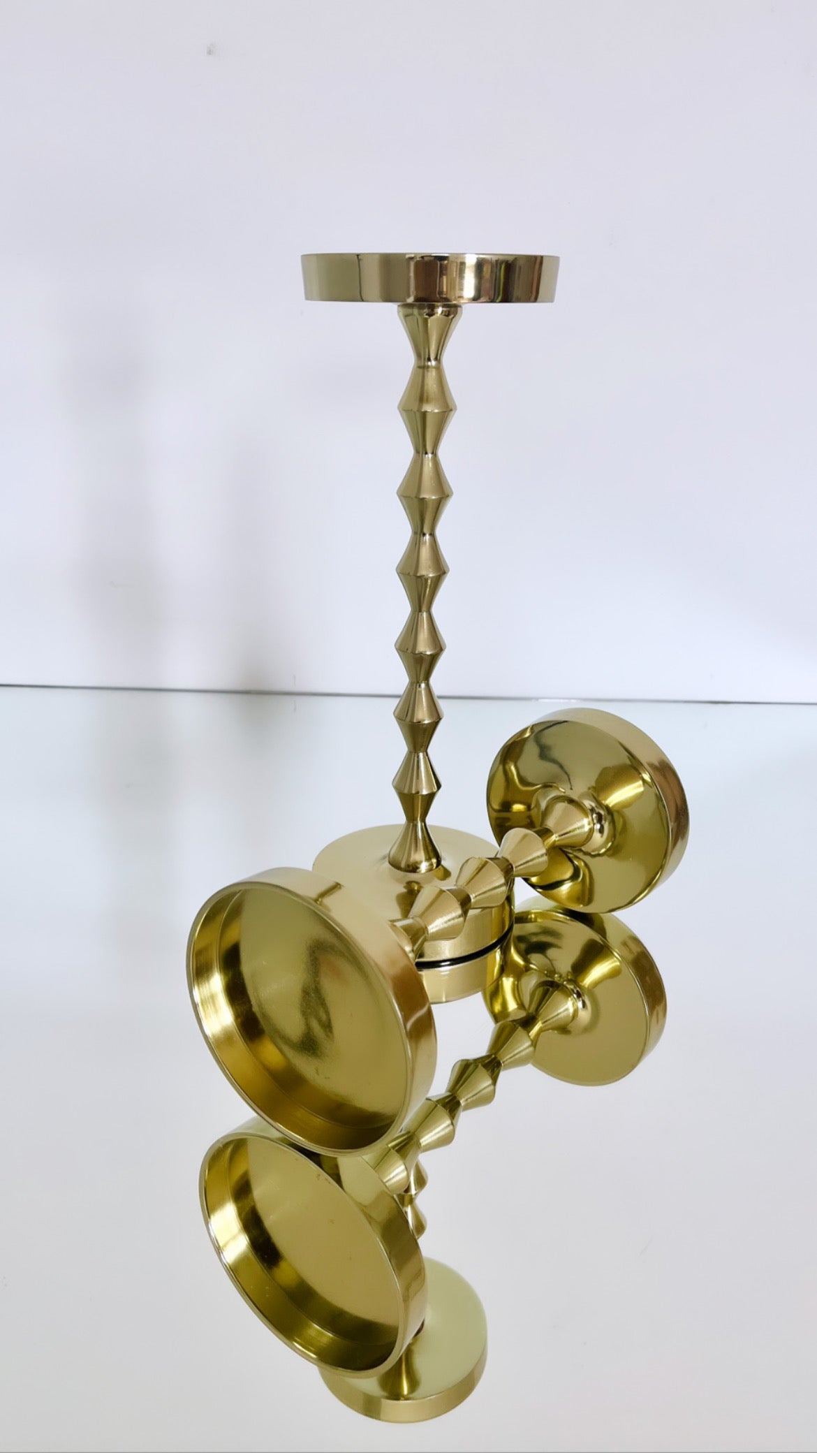 Metal Candle Stand Gold Finish (Set of 2)
