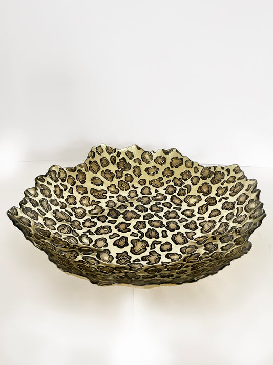 Leopard Print Decorative Glass Bowl