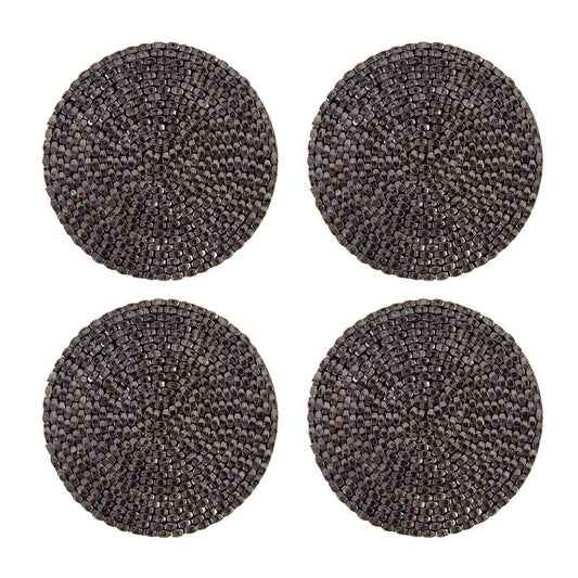 Woven Beaded Coaster - Set of 4 - Gunmetal