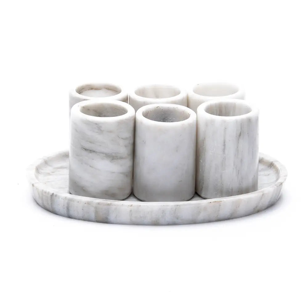 White Marble Stone Shot Glass (Set of 6)