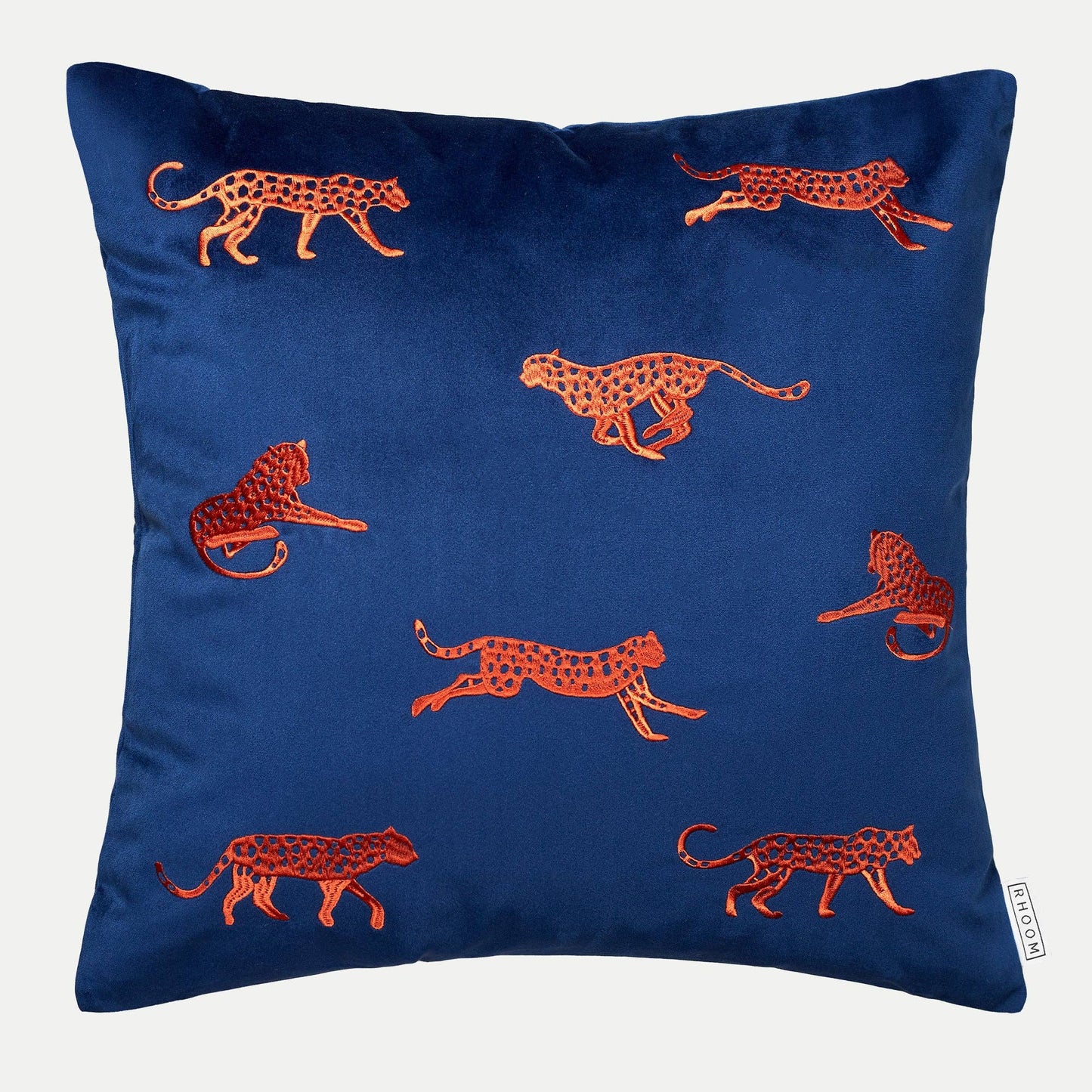 Embroidered Velvet Leopard Cushion Blue Throw Pillow 45cm18"