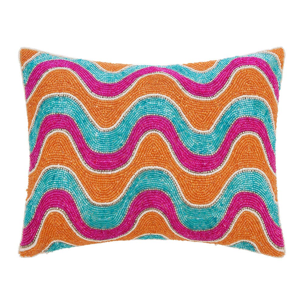 Beaded Bright Wave Cushion Cover - Multi
