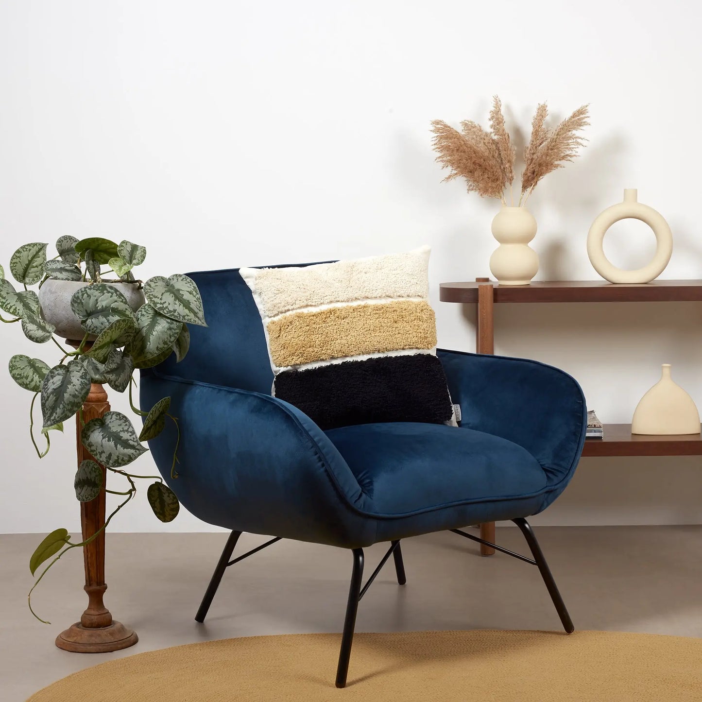 Tufted Pillow in Cream and Black (Cover Only)