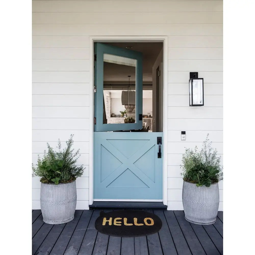 Black Machine Tufted Shaped Hello