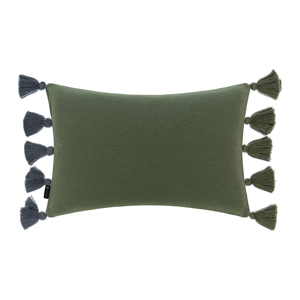 Reversible Knitted Pom Pom Trim Cushion