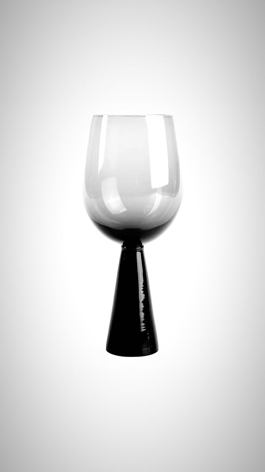 Smoke Glass Pillar Stemmed Wine Goblet (Set of 4)