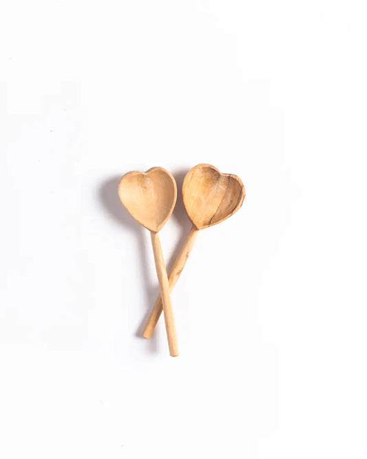 Olive Wood Heart Spoon Set