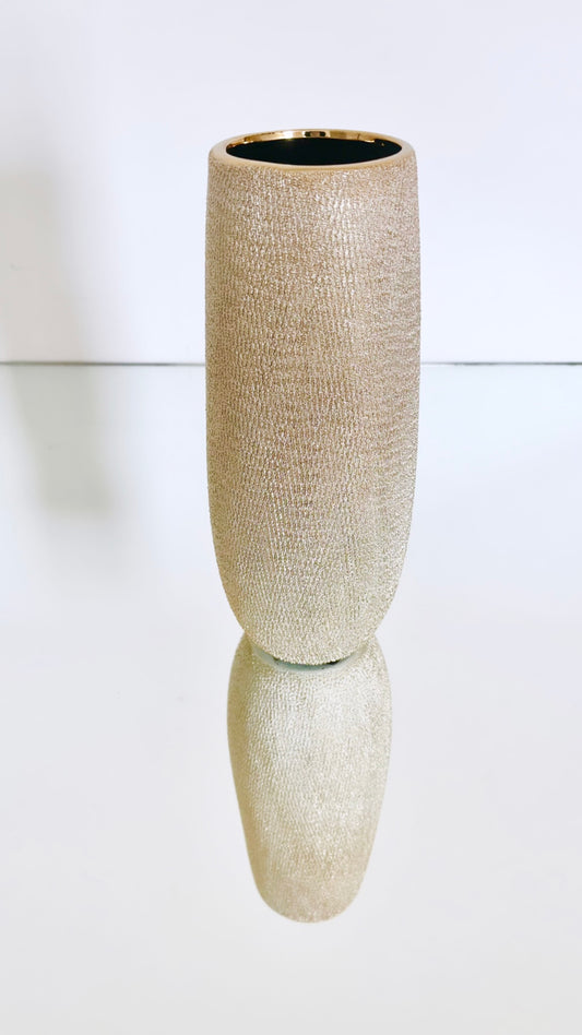 Gold and Textured Tall Ceramic Vase