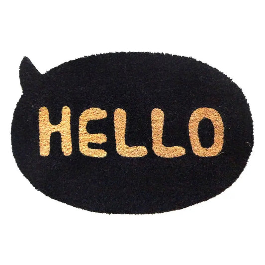 Black Machine Tufted Shaped Hello