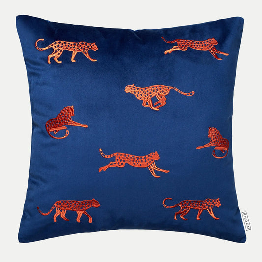 Embroidered Velvet Leopard Pillow