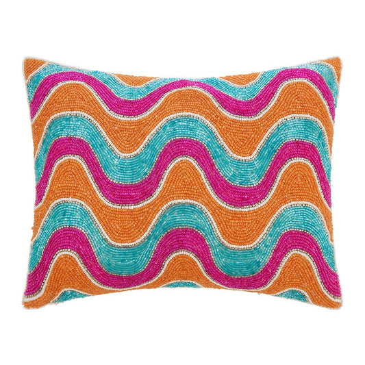 Beaded Bright Wave Cushion Cover - Multi