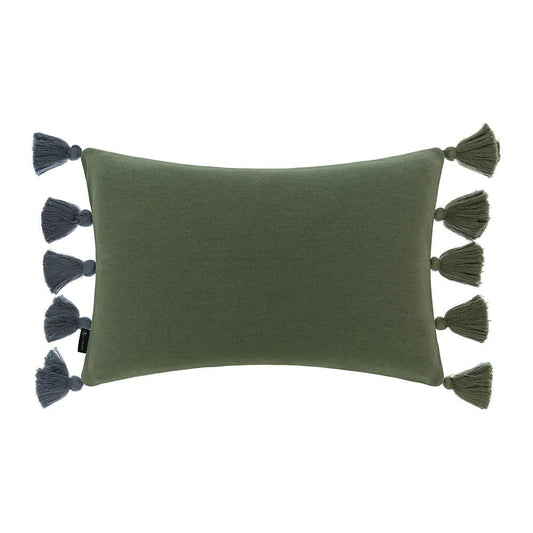 Reversible Knitted Pom Pom Trim Cushion