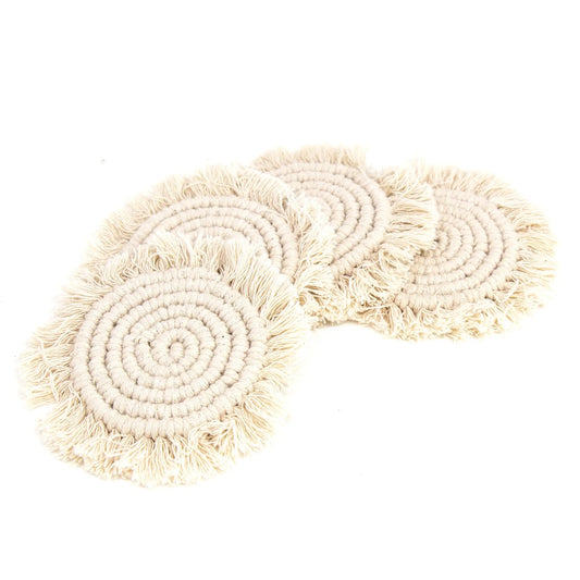 Macrame Coasters in Natural Fringe (Set of 4)